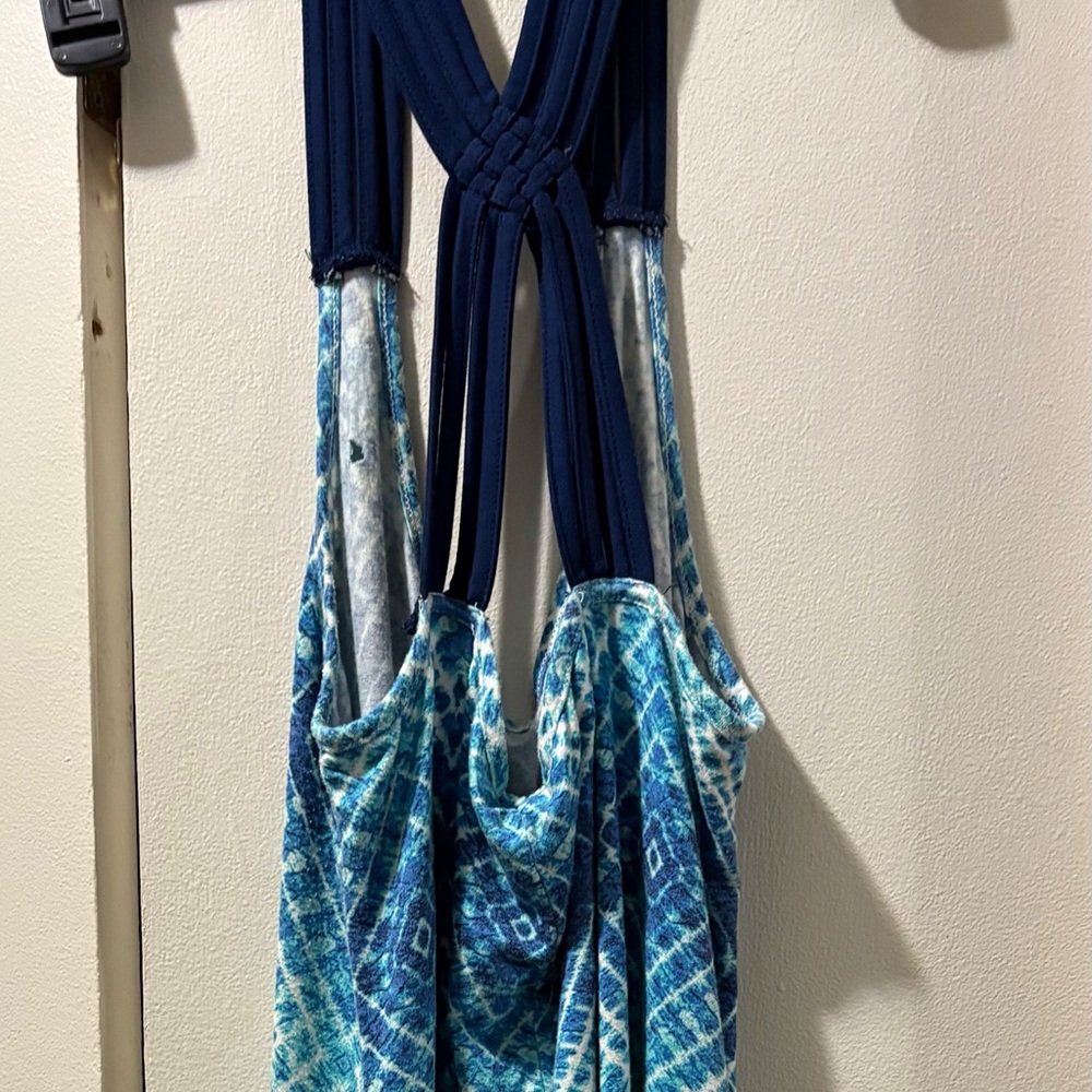 Blue Patterned Sleeveless Dress - Picture 6 of 6